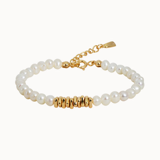 Precious Deposits Beaded Bracelet with Sterling Silver and Natural Pearl
