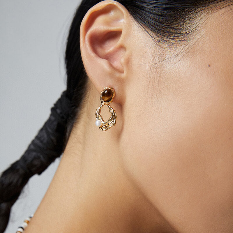 Out of the Mire Meaningful Drop Earrings Plated with 18k Gold
