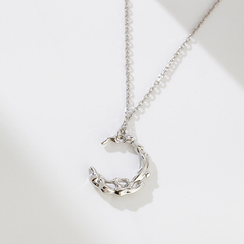 Crescent in Water Sterling Silver Necklace
