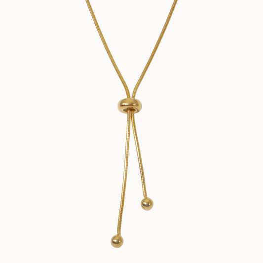 Versatile Line Y Golden Sterling Silver Necklace Plated with 18K Gold
